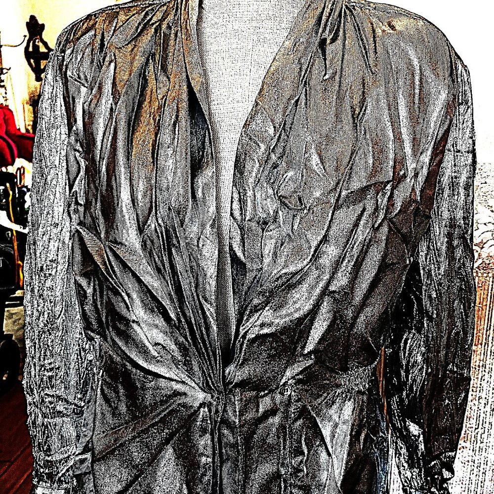 EVAN PICCONE "LIQUID" SILVER METALLIC SINGLE BUTTON JACKET